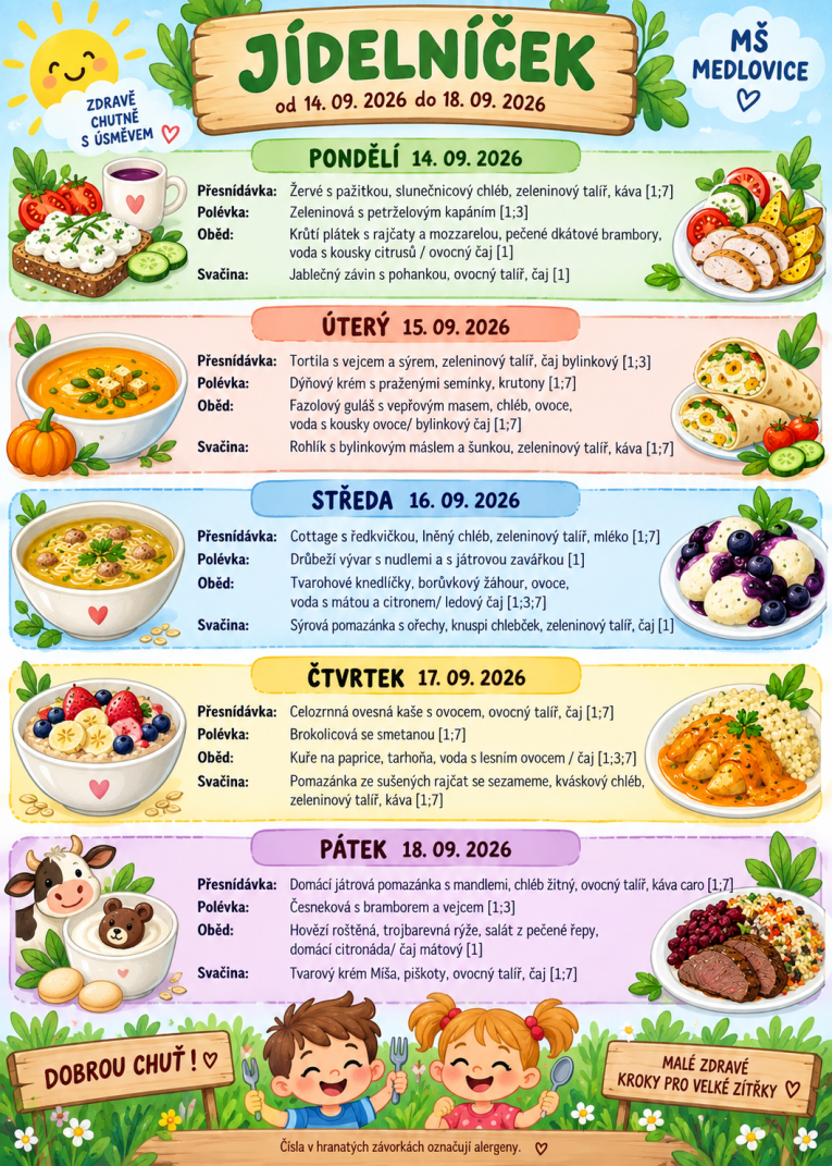 Jídelní lístek 14.9.- 18.9.2026