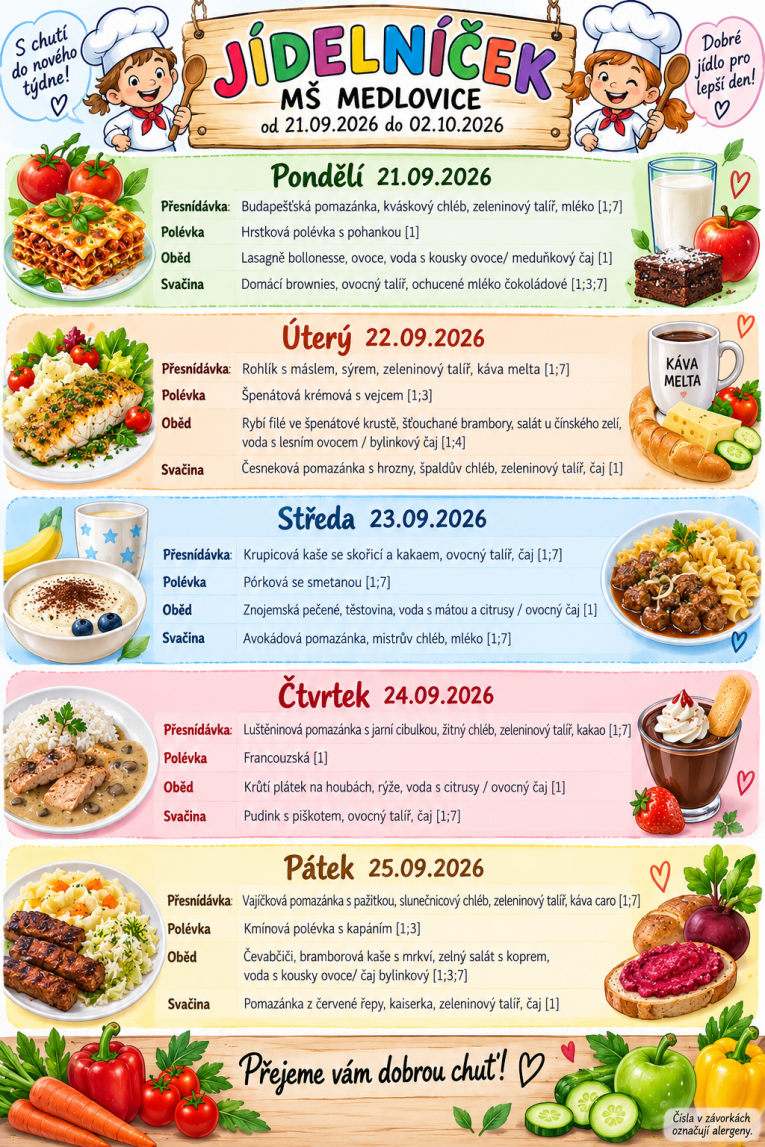 jídelní lístek 21.9 - 25.9.2026